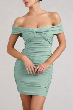Appreciate | Sage Off The Shoulder Ruched Mini Dress -Sangyong Store CC BR WB CL129515068 Appreciate SageOffTheShoulderRuchedMiniDress4