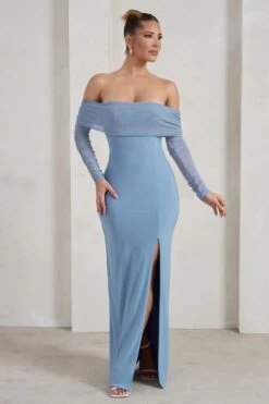 On Your Mind | Powder Blue Mesh Long Sleeve Maxi Dress -Sangyong Store CC HR CL126435 OnYourMindPowderBlueMeshLongSleeveMaxiDress1