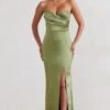 Coraline | Olive Strapless Maxi Dress With Split 2 Coraline | Olive Strapless Maxi Dress With Split -Sangyong Store CC HR CL128413 Coraline OliveStraplessMaxidressWithSplit0