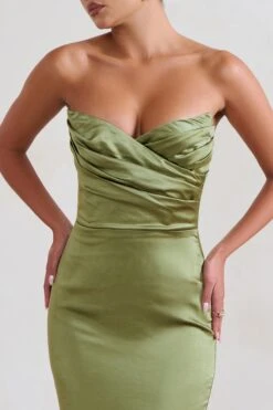 Coraline | Olive Strapless Maxi Dress With Split -Sangyong Store CC HR CL128413 Coraline OliveStraplessMaxidressWithSplit4