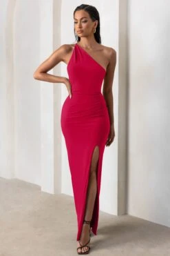 Dressing Up | Red One Shoulder Maxi Dress With Open Back Detail -Sangyong Store CC WB CL127621 DressingUpRedOneShoulderMaxiDressWithOpenBackDetail1