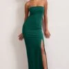Belle Of The Ball | Bottle Green Bandeau Maxi Dress With Split Hem -Sangyong Store CC WB CL127995047 BelleofTheBallBottleGreenBandeauMaxiDressWithSplitHem7