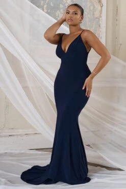 Irreplaceable | Navy Backless Bum Ruched Fishtail Maxi Dress -Sangyong Store CL124602 IrreplaceableNavy3