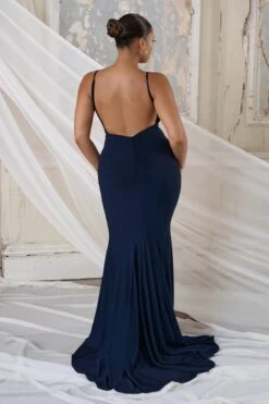 Irreplaceable | Navy Backless Bum Ruched Fishtail Maxi Dress -Sangyong Store CL124602 IrreplaceableNavy4