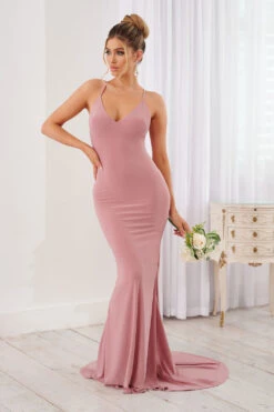 Lucky Number | Blush Pink Cross Back Fishtail Maxi Dress -Sangyong Store CL124605 26608