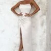 Romancing | Ivory Thigh Split Corset Strapless Maxi Dress -Sangyong Store CL125596 ivory thigh split corset maxi dress 3