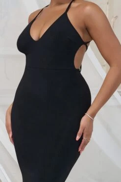 Shooting Star | Black Backless Knot Detail Fishtail Maxi Dress -Sangyong Store CL126211 ShootingStarBlackBacklessKnotDetailFishtailMaxiDress Detail