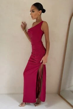 Belonging | Berry Ruched Cowl Maxi Dress -Sangyong Store CL126539 berry Ruched Cowl Neck Maxi Dress 8