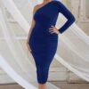 In The Shadows | Royal Blue One Sleeve Midi Dress With Ruching 2 In The Shadows | Royal Blue One Sleeve Midi Dress With Ruching -Sangyong Store CL126671 IntheShadowsCobaltBlue