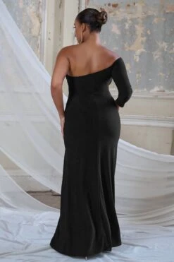 Let Slip | Black Bardot One Sleeve Maxi Dress -Sangyong Store CL127107 LetSlipBlackBardotOneSleeveMaxiDress2