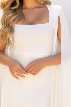 Flawless | White Square Neck Midi Dress With Cape Sleeves -Sangyong Store CL127209 WHite1SquareNeckMidiDressWithCapeSleeves 2