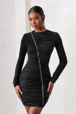 Empowered | Black High Neck Long Sleeves Zip Detail Mini Dress 9 Empowered | Black High Neck Long Sleeves Zip Detail Mini Dress -Sangyong Store CL127472 EmpoweredBlackHighNeckLongSleevesZipDetailMiniDress1