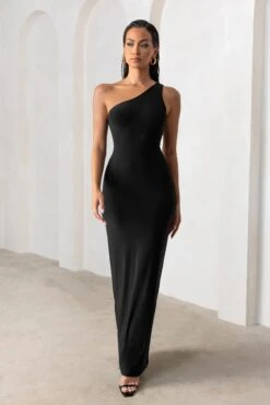 Honey Honey | Black One Shoulder Maxi Dress