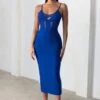 Destiny Calling | Electric Blue Bandage Mesh Cut Out Midi Dress With Bra Detail -Sangyong Store CL127498 DestinyCallingElectricBlueSweetheartNecklineBraDetailMidiDress0