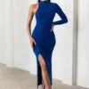 Follow Me | Royal Blue High Neck One Sleeve Maxi Dress With Side Ruching 2 Follow Me | Royal Blue High Neck One Sleeve Maxi Dress With Side Ruching -Sangyong Store CL127503 FollowMeRoyalBlueHighNeckOneSleeveMaxiDressWithSideRuching4