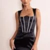 Elyse | Black Satin Reverse Sweetheart Neckline Corset Mini Dress With Diamante Detail 2 Elyse | Black Satin Reverse Sweetheart Neckline Corset Mini Dress With Diamante Detail -Sangyong Store CL128017 ElyseBlackSatinReverseSweetheartNecklineCorsetMiniDressWithDiamanteDetail1