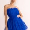 Aella | Cobalt Blue Bandeau Volume Pleated Tulle Mini Dress 2 Aella | Cobalt Blue Bandeau Volume Pleated Tulle Mini Dress -Sangyong Store CL128077 AellaCobaltBlueBandeauVolumePleatedTulleMiniDress4
