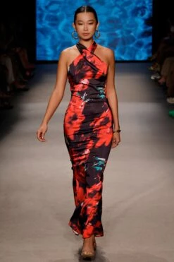 Unstoppable | Black Floral Cross Over Halter Neck Maxi Dress -Sangyong Store HR CL126739137