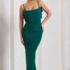 Flute | Bottle Green Bodycon Maxi Dress With Ruched Ruffled Back -Sangyong Store HR CL128443047 FluteBottleGreenBodyconMaxiDressWithRuchedRuffledBack2