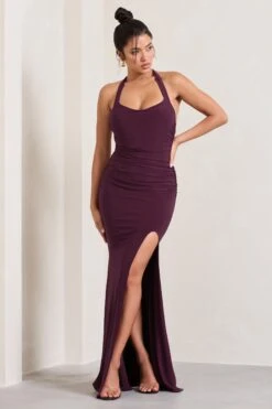 Idol | Burgundy Halter-Neck Split Maxi Dress 12 Idol | Burgundy Halter-Neck Split Maxi Dress -Sangyong Store HR CL133019069 IdolBurgundyHalter NeckSplitMaxiDress2