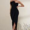 High Class | Black Bandeau Thigh Split Maxi Dress With Feather Trim 1 High Class | Black Bandeau Thigh Split Maxi Dress With Feather Trim -Sangyong Store HighLife1 3f4b2fd1 fea4 4a86 b567 19b6f0b7b9dd