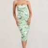 Negroni | White & Green Floral Print Bandeau Corset Ruched Mesh Midi Dress 1 Negroni | White & Green Floral Print Bandeau Corset Ruched Mesh Midi Dress -Sangyong Store WB BR CC CL127289153 NegroniWhite GreenFloralPrintBandeauCorsetRuchedMeshMidiDress2