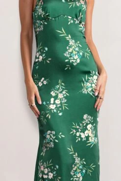 Grandeur | Green Floral Print Satin Halterneck Maxi Dress 8 Grandeur | Green Floral Print Satin Halterneck Maxi Dress -Sangyong Store WB BR CL126538 GrandeurGreenFloralPrintSatinHalterneckMaxiDress1copy