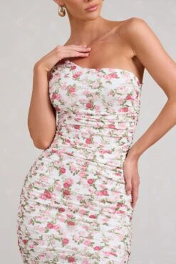 Late Night | Rose Floral Print Ruched One Shoulder Midi Dress -Sangyong Store WB BR CL126680147 LateNightRoseFloralPrintRuchedOneShoulderMidiDress5