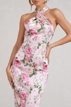Unstoppable | Pink Floral Print Satin Cross Over Halter Neck Maxi Dress 9 Unstoppable | Pink Floral Print Satin Cross Over Halter Neck Maxi Dress -Sangyong Store WB BR CL126739146 UnstoppablePinkFloralPrintSatinCrossOverHalterNeckMaxiDress3