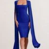 Flawless | Cobalt Blue Square Neck Midi Dress With Cape Sleeves -Sangyong Store WB BR CL127209073 FlawlessCobaltBlueSquareNeckMidiDressWithCapeSleeves1