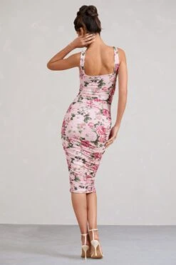 Sangyong Store -Sangyong Store WB BR CL127326146 LisbonPinkFloralPrintSquareNeckRuchedMidiDress5