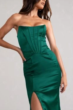Sensual Notes | Bottle Green Satin Strapless Corset Thigh Split Fishtail Maxi Dress 8 Sensual Notes | Bottle Green Satin Strapless Corset Thigh Split Fishtail Maxi Dress -Sangyong Store WB BR CL127453 SensualNotesBottleGreenSatinStraplessCorsetThighSplitFishtailMaxiDress3copy