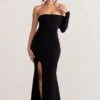 Meghan | Black Bardot Neck Thigh Split Fishtail Maxi Dress 1 Meghan | Black Bardot Neck Thigh Split Fishtail Maxi Dress -Sangyong Store WB BR CL127640 MeghanBlackBardotNeckThighSplitFishtailMaxiDress2