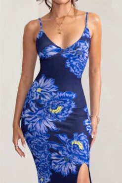 Farah | Blue Floral Print Plunge Neck Maxi Dress With Split Detail -Sangyong Store WB BR CL127830 FarahPurpleFloralPrintPlungeNeckMaxiDressWithSplitDetail0 9543bd99 c4fa 4dd5 9e94 2752a22cbebe