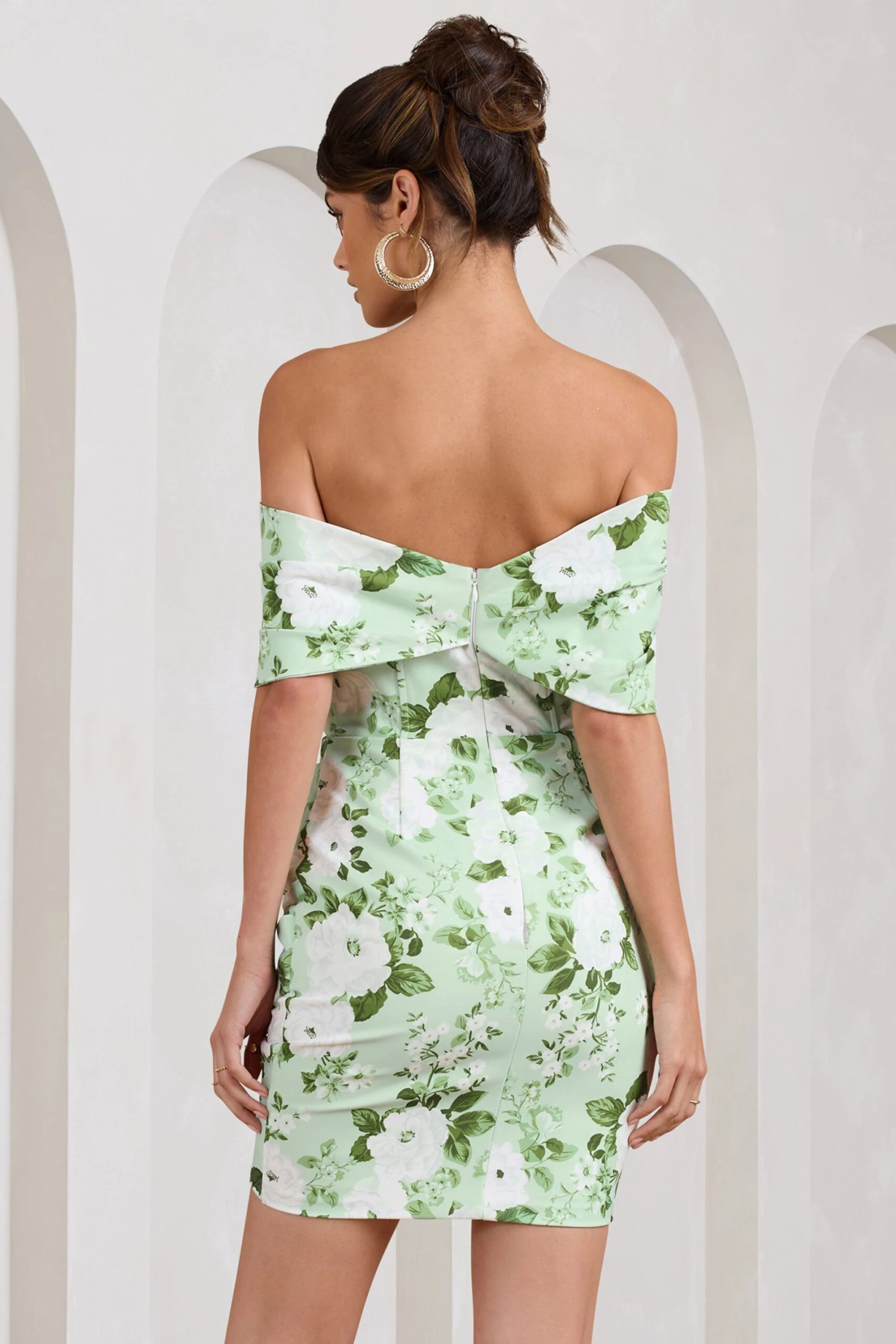 Snowdrop | White & Green Floral Print Wrap Mini Dress 3 Snowdrop | White & Green Floral Print Wrap Mini Dress - Image 2