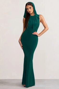 Phoenix | Bottle Green Sleeveless Maxi Dress With Hood -Sangyong Store WB BR CL129251 PhoenixBottleGreenSleevelessMaxiDresswithHood4