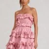 Rosette | Blush Ruffled Bandeau Mini Dress -Sangyong Store WB BR CL129350081 RosetteBlushPinkRuffledBandeauMiniDress1
