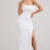 Old Money | White Bodycon Sequin Maxi Dress With Feather Trim -Sangyong Store WB BR CL129357005 OldMoneyWhiteBodyconSequinMaxiDressWithFeatherTrim0