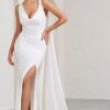 A Toast | White Split Maxi Dress With Draped Cape -Sangyong Store WB BR CL129376005 AToastWhiteSplitMaxiDressWithDrapedCape0