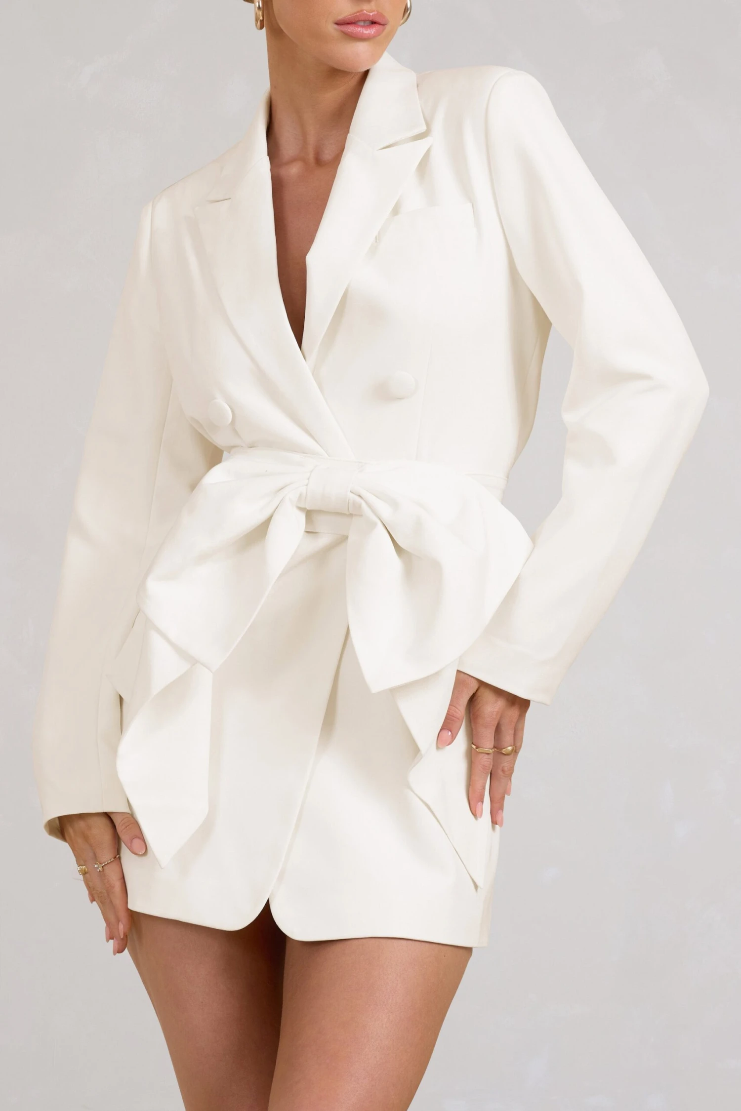 Prized | White Tailored Blazer Mini Dress With Bow 5 Prized | White Tailored Blazer Mini Dress With Bow - Image 3