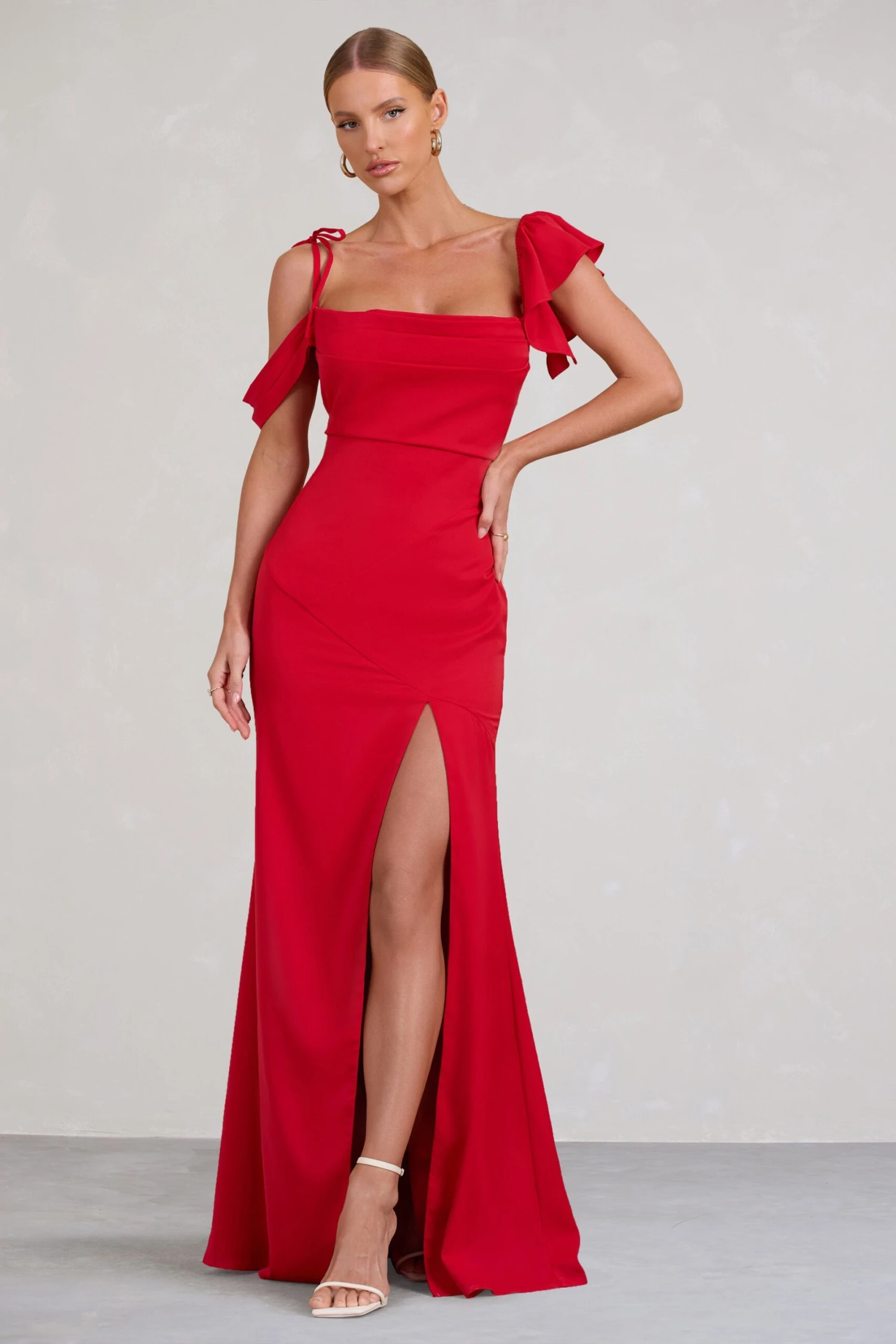 Merlot | Red Asymmetric Draped Split Maxi Dress 3 Merlot | Red Asymmetric Draped Split Maxi Dress