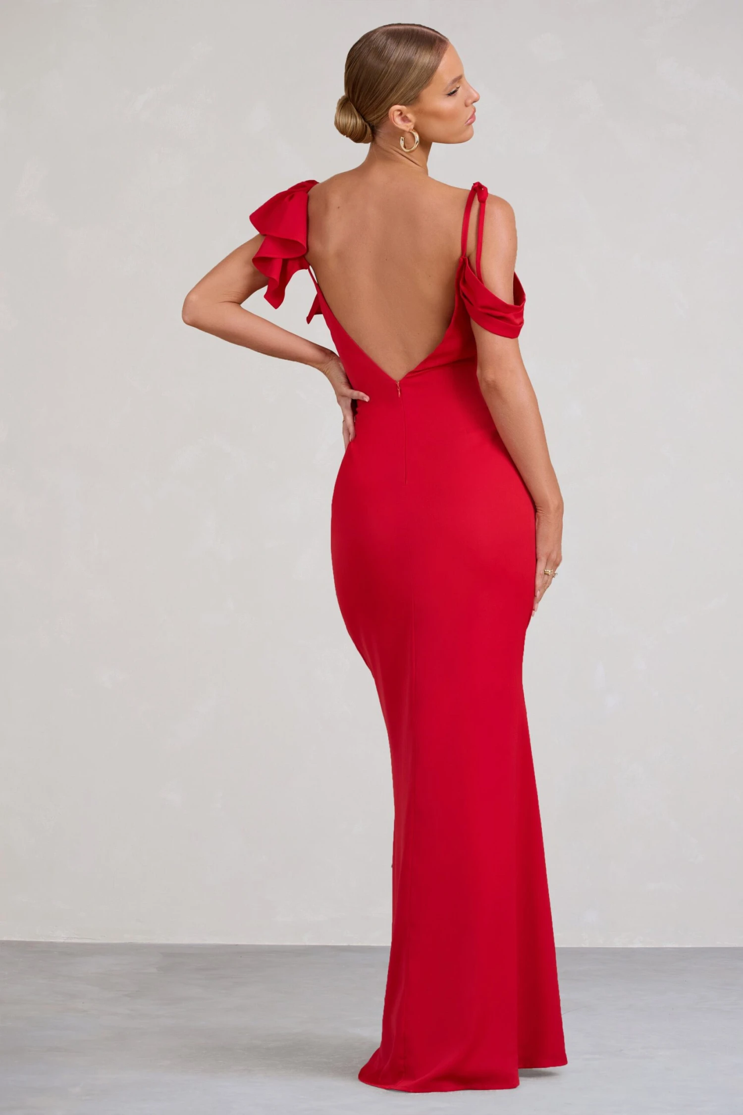 Merlot | Red Asymmetric Draped Split Maxi Dress 4 Merlot | Red Asymmetric Draped Split Maxi Dress - Image 2