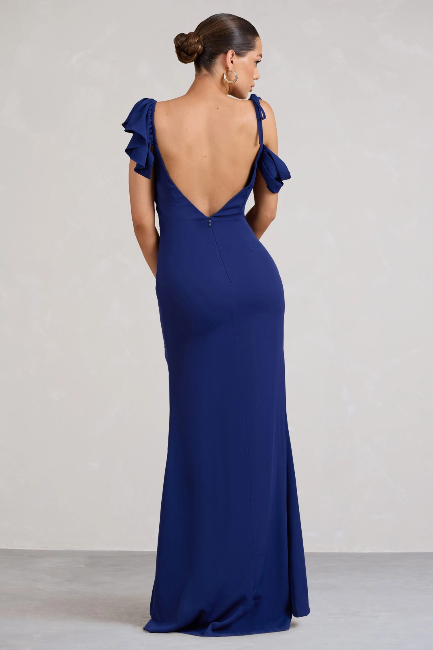 Merlot | Navy Asymmetric Draped Split Maxi Dress 4 Merlot | Navy Asymmetric Draped Split Maxi Dress - Image 2