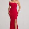 Forever & Always | Red One Shoulder Ruched Fishtail Maxi Dress -Sangyong Store WB CC BR CL124578 Forever AlwaysRedOneShoulderRuchedFishtailMaxiDress10