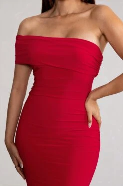 Forever & Always | Red One Shoulder Ruched Fishtail Maxi Dress -Sangyong Store WB CC BR CL124578 Forever AlwaysRedOneShoulderRuchedFishtailMaxiDress4