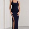Kate | Navy Square Neck Maxi Dress With Plunge Back And Side Thigh Split 1 Kate | Navy Square Neck Maxi Dress With Plunge Back And Side Thigh Split -Sangyong Store WB CC BR CL127639 KateNavySquareNeckMaxiDresswithPlungeBackandSideThighSplit0copy