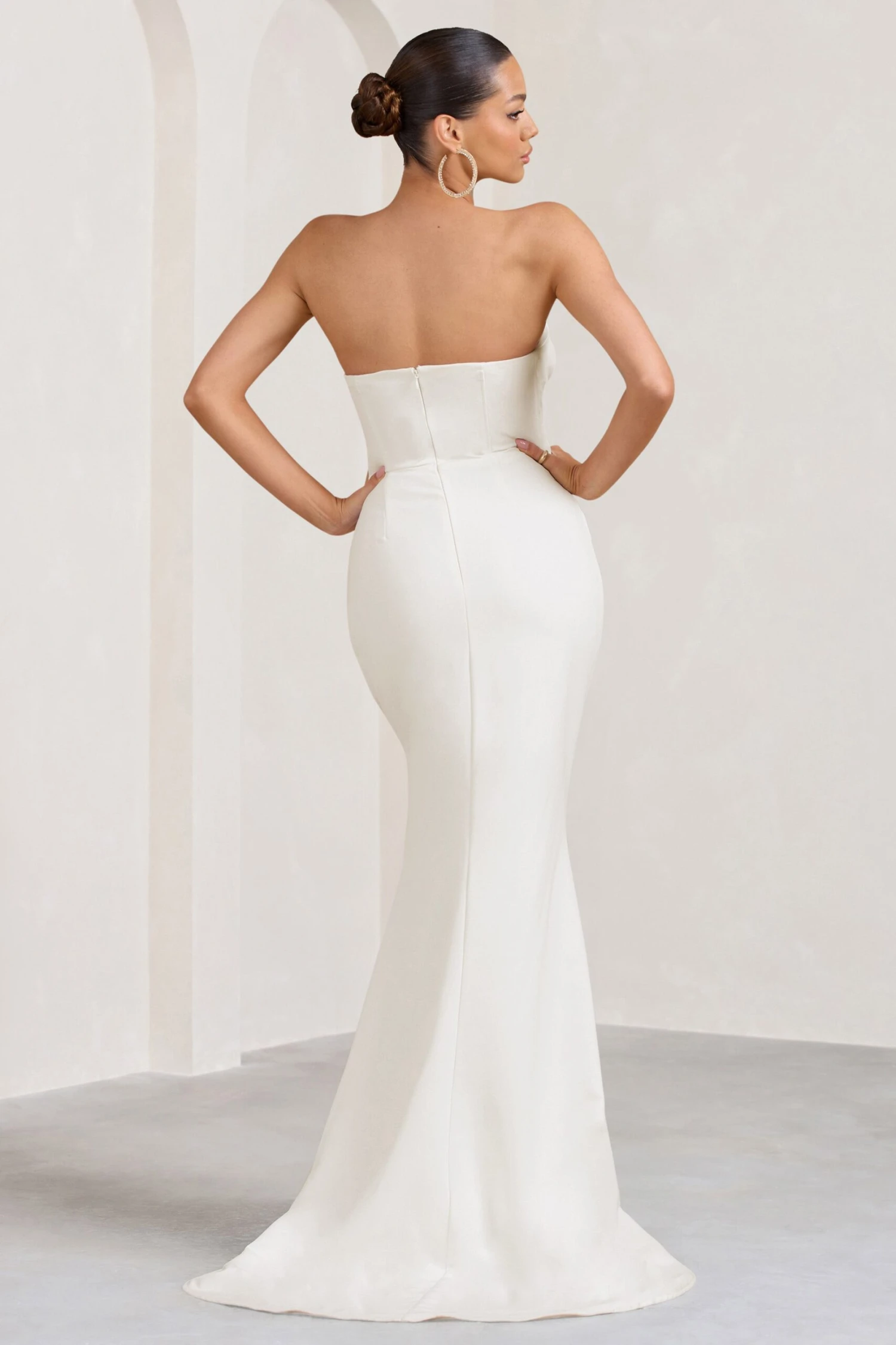 Elene | White Pleated Split Fishtail Maxi Dress 4 Elene | White Pleated Split Fishtail Maxi Dress - Image 2