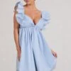 Let's Laze | Blue Poplin Smocked Mini Dress With Frilled Straps -Sangyong Store WB CC BR CL129422115 Let sLazeBluePoplinSmockedMiniDressWithFrilledStraps0