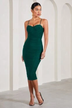 Love Tapes | Dark Green Corset Mesh Midi Dress -Sangyong Store WB CC CL126742138 LoveTapesSageCorsetMeshMidiDress0