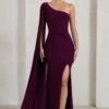 Romi | Plum One Shoulder Twist Design Maxi Dress -Sangyong Store WB CC CL127683101 RomiPlumOneShoulderTwistDesignMaxiDress0